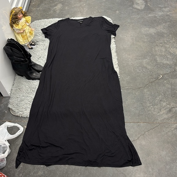 Lane Bryant Elegant Black Maxi Dress Short Sleeves Stretch Slits Evening 18/20 - Picture 1 of 16